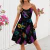 Women's Halloween Print Sexy Off-The-Shoulder Punk Vintage Dress