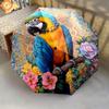 Flower Parrot  Pattern, Automatic Folding Umbrella, Portable and Foldable Design, 8 Ribs, a Christmas or Birthday Gift.