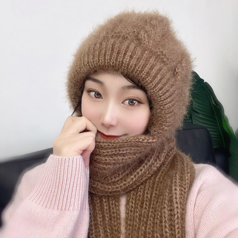 Autumn and winter female squirrel fleece cover hat wool hat knitted hat handmade hat warm ear protection wind and cold resistance little cutie