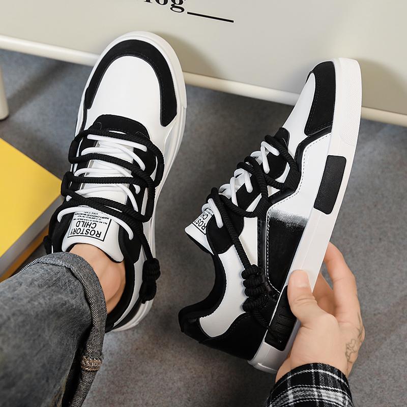 HKDQ Big Size 47 Skateboard Shoes Men Leather Casual Sneakers For Men Non Slip Red Designer Shoes Comfortable Men's Skate Shoes