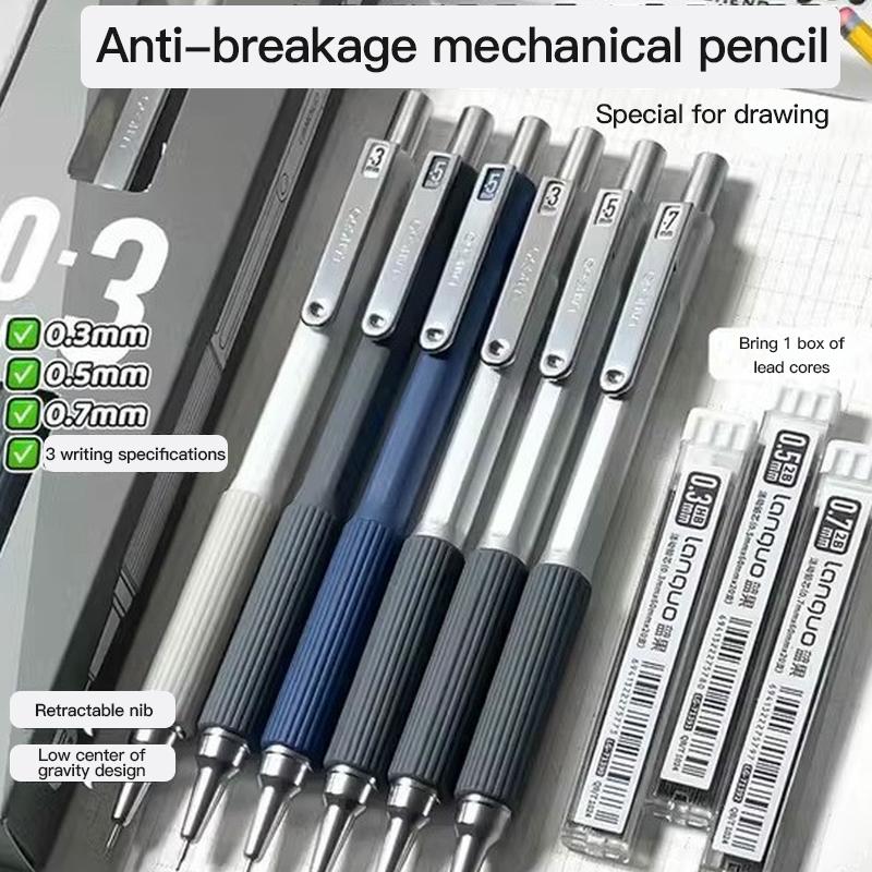 0.3 0.5 0.7mm Automatic Pencils Low Center of Gravity Retractable Nib Mechanical Pencil Set School Writing Art Painting Tools