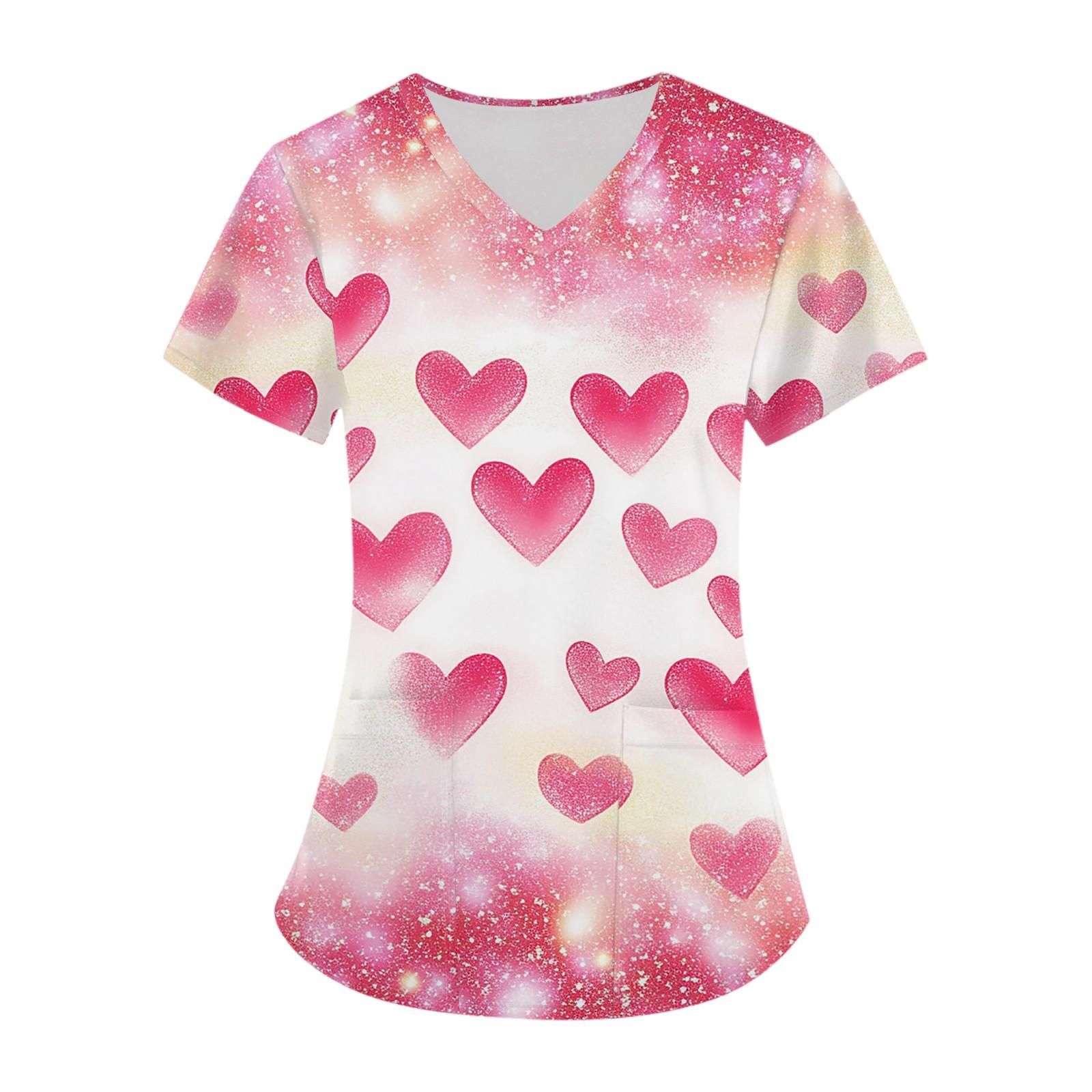 

Женский топ с карманом и коротким рукавом с крестом и V-образным вырезом XL арбуз красный