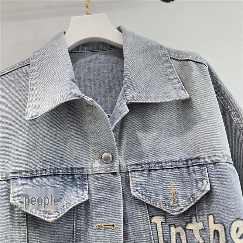 2025 Autumn Retro American Hand-Painted Graffiti Cartoon Women's Denim Jacket