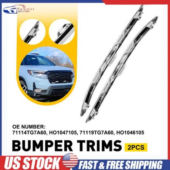 Front Driver Passenger Chrome Bumper Trim For 21-22 Honda Pilot Special Edition
