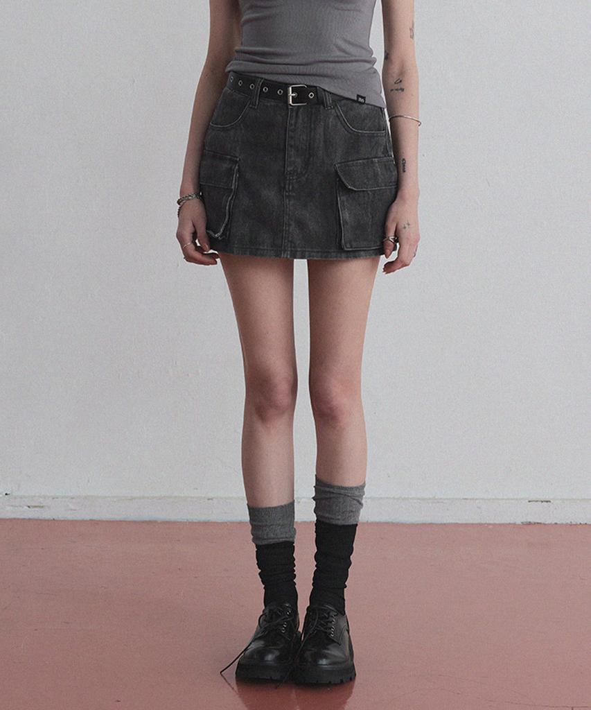 Geulouhaideu Versi Cargo Denim Mini Skirt (Belt Set)