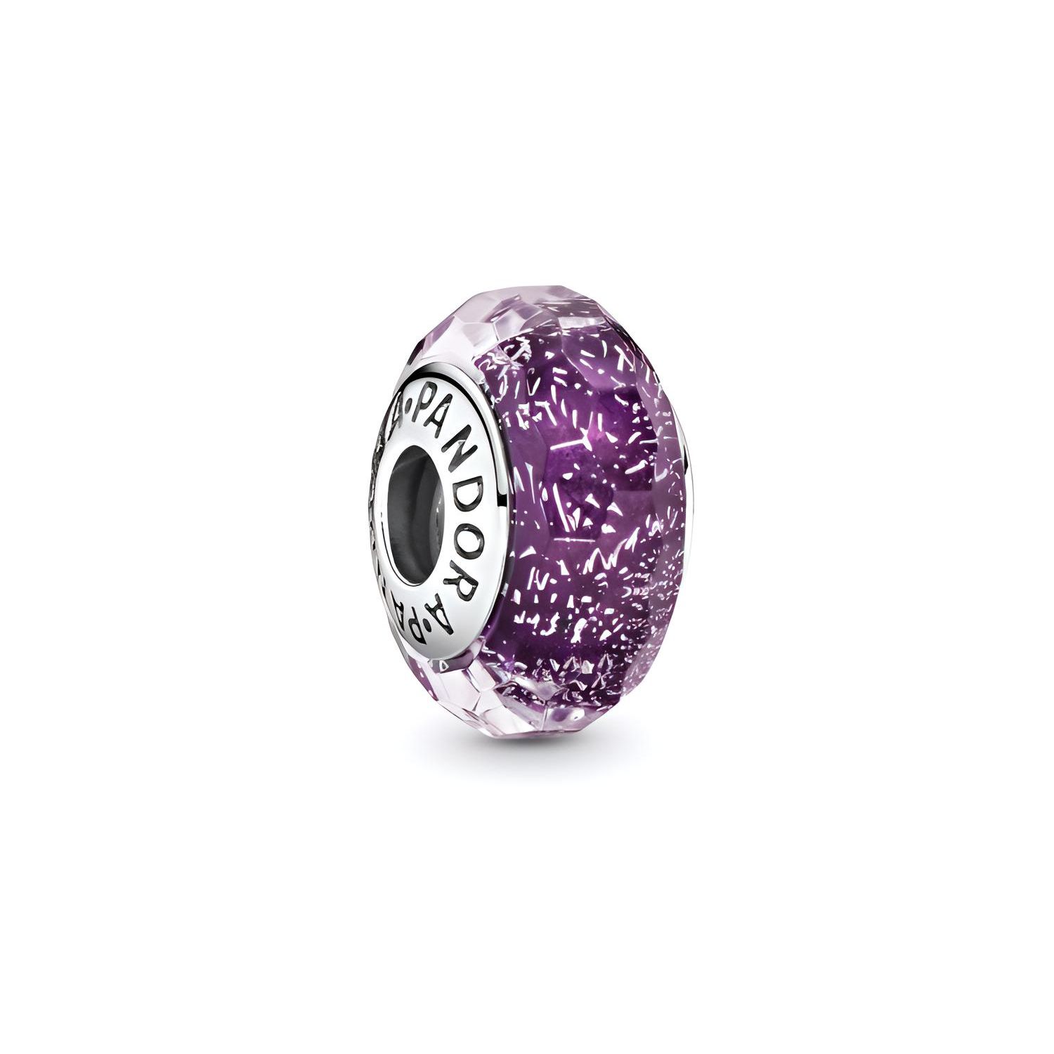Pandora Murano Dark Purple Glimmer Charm Bead Women Charm 791663 Purple/Silver,One Size