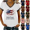Damen Lässiger V-Ausschnitt Kurzarm Pullover Bedrucktes T-Shirt Top