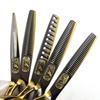 6.0-Inch Black & Gold Napson Hairdressing Scissors with Serrated, Seamless, V-Shaped & Fishbone Teeth