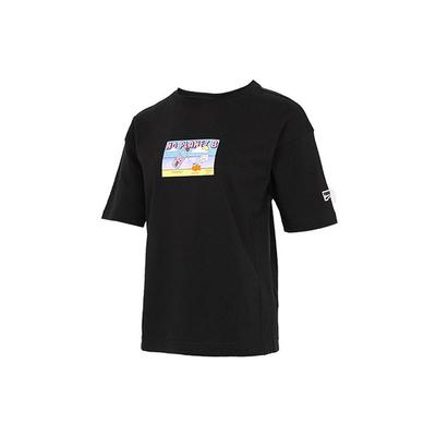 Grafisk T-skjorte Downtown Avslappet Sporty Rund Hals Kort Erme T-skjorte Dame Topper Svart 531438-01