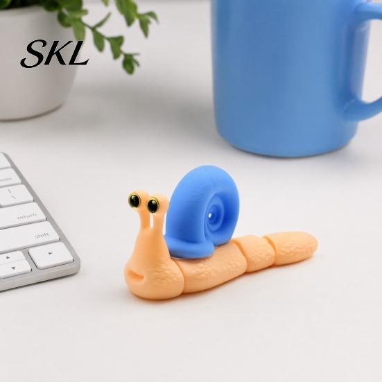 Colorful Snail Sculpture 3D Printed Figurines, Articulated Toy, Movable Joints Animal Twist Segmented Structure Toy Fidgety for Home Office