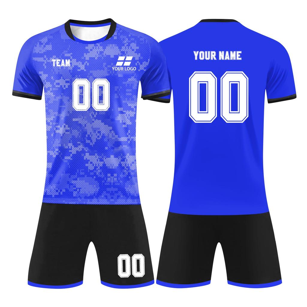 Men Soccer Uniform Set Quick Dry Short Sleeve Jersey and Shorts Comfortable Athletic Sportswear for Training Match