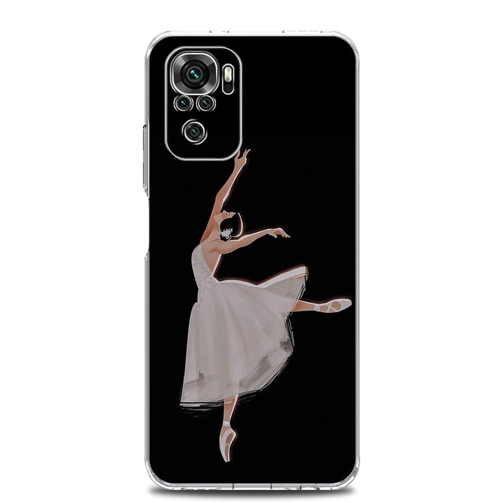 Simple Swan Dance Ballet Clear Phone Case For Xiaomi Redmi Note 12 5G 9S 9 8 10 11 Pro+ 9T 8T 10C 9C 9A 7 Pro Soft Back Cover