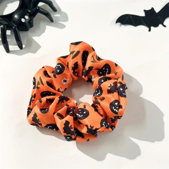 Fluffy Hair Scrunchies Halloween Ties, High Elasticity Scrunchies, Soft Stretchy Bands with Ghost Witch Hat Tie Bat Spider Web Design,