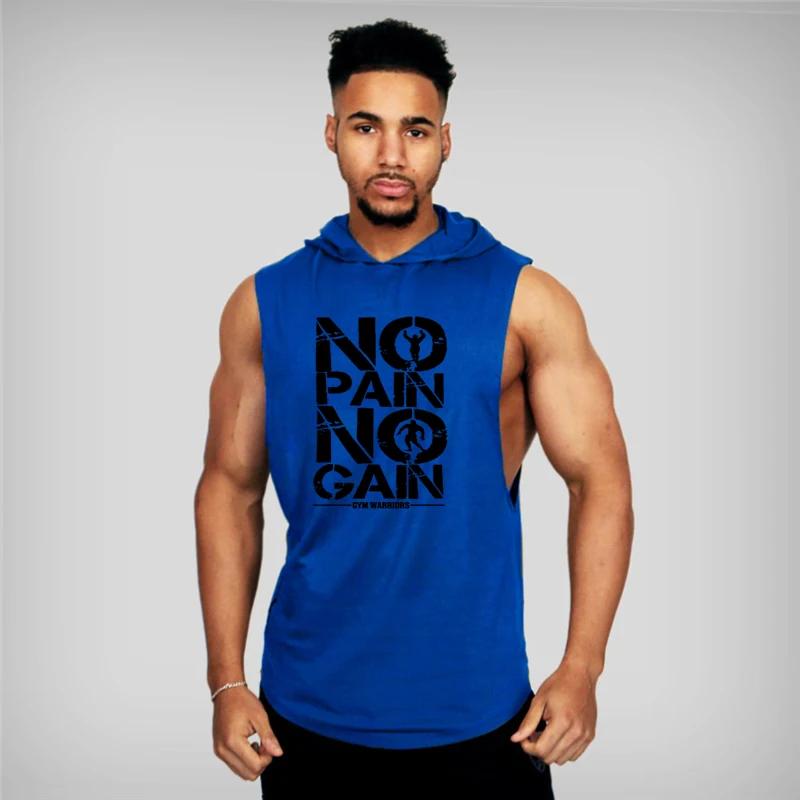 Brand Gyms Clothing Mens Bodybuilding Hooded Tank Top Sleeveless Vest Sweatshirt Fitness Workout Sportswear Tops Male