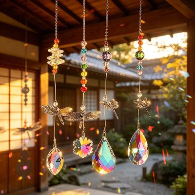 Crystal Wind Chimes Suncatcher Hanging Pendant Outdoor Indoor Ornament  Window Drop Bell Home Garden Decorarion