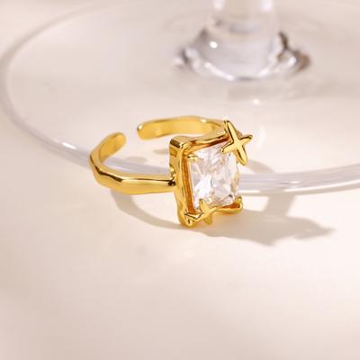 Zircon Geometric Star Rings For Women Stainless Steel Gold Color Starburst Wedding Ring Luxury Aesthetic Jewlery Couple Gift 202