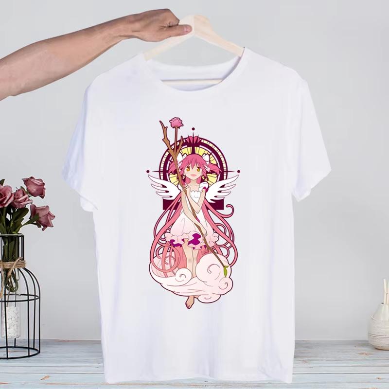 Puella Magi Madoka Magica Tshirt Unisex Retro Washed Vintage Anime Graphic Print Harajuku Streetwear Hip Hop Cotton Short Sleeve