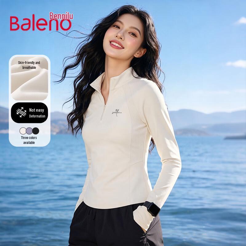 Baleno Women's Quick-Dry Half-Zip Stand-Collar T-Shirt