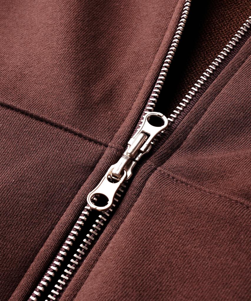 Jemut Day Cut Crop Oversized Zip-Up Hoodie Brick Red Kjhd2650