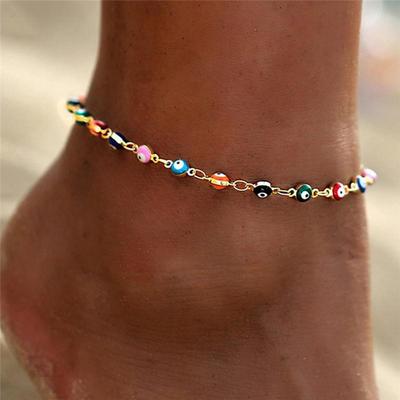 Evil Eye Minimalist Handmade Anklet: European & American Beach Women's High-End Niche Design Jewelry