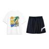 Li-Ning Letter Print Round Neck Pullover Short Sleeve T-Shirt Cool Breathable Comfortable Fashion Shorts Casual Sports Suit AHSU707-2+YKSV197-2
