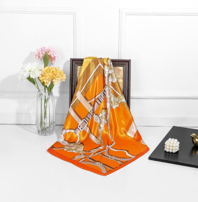 New Designs 90*90cm Square Silk Scarves Women Foulard Head Scarf Ladies Shawl Wrap Bandanna Female Chiffon Hijab Beach Scarf