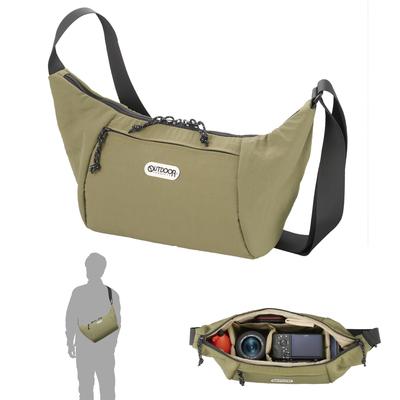 Hakuba OUTDOOR PRODUCTS Camera Shoulder Bag 06 AZ Olive Round Camera Bag That Is Easy To Carry YKK Zipper Fabric AMZODCSB06OV 4977187005295