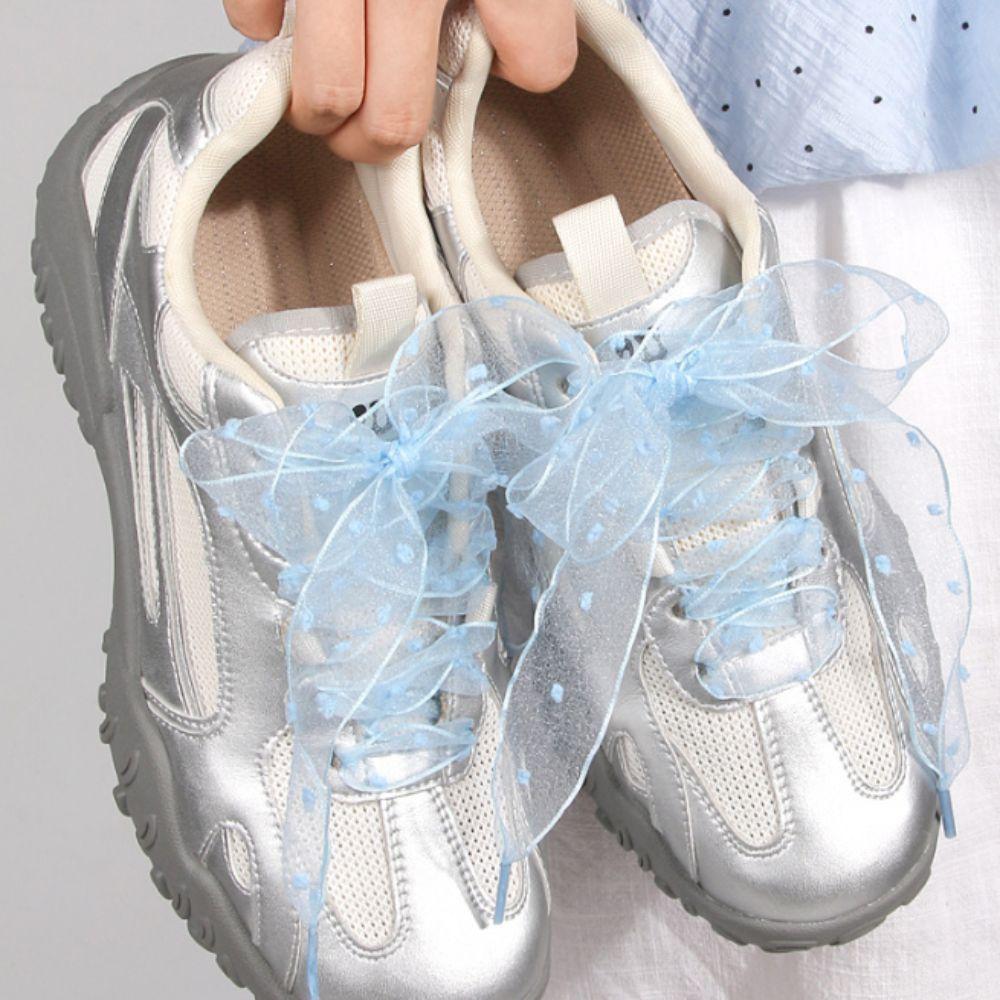1Pair 2.5cm Width Organza Shoe Laces Chiffon Silk Satin Ribbon Shoelaces For Sneakers Canvas Shoes