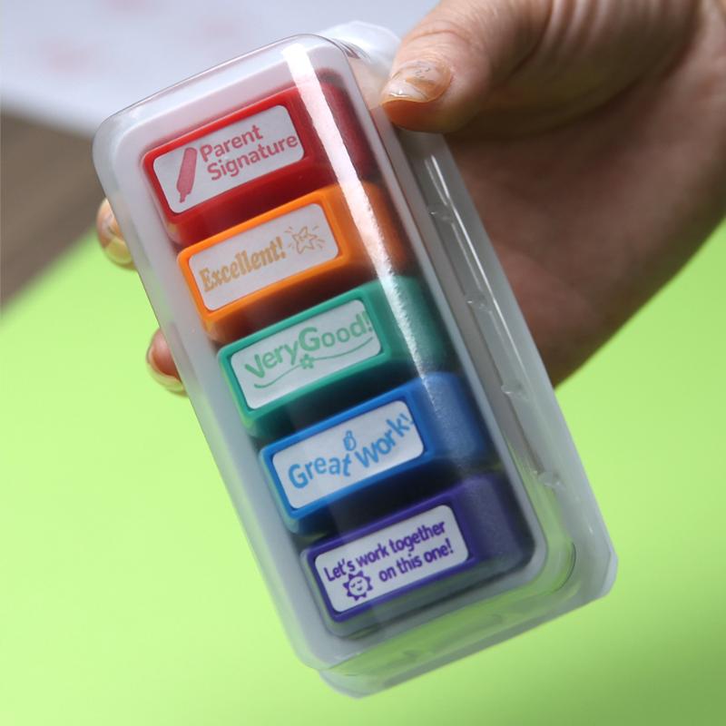 5 Pcs Self Inking Teacher Feedback Stamps With Encouraging Phrases For Classroom Grading Homeschool Homework Review A1