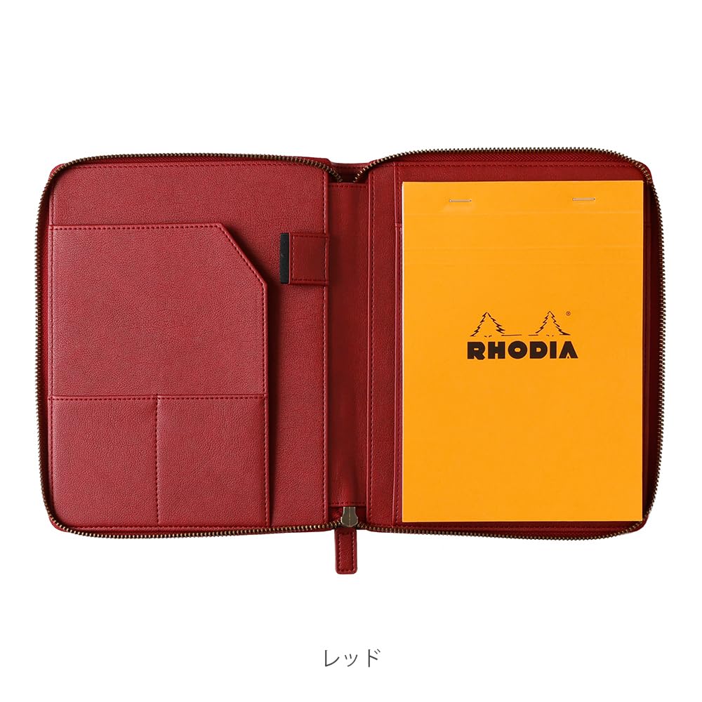 Rhodia Notepad Synthetic Leather PU Round Zip Case One Rhodia 16 5mm Grid Red (Includes No. Orange) (cf16purzrd)