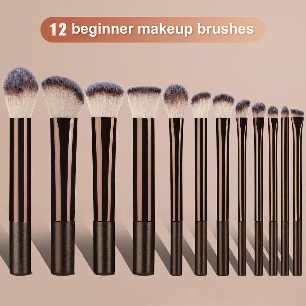 12-teiliges Make-up-Pinsel-Set: Puder- & Lidschattenpinsel mit langem Stiel, Nein. 5, Weiche Borsten.