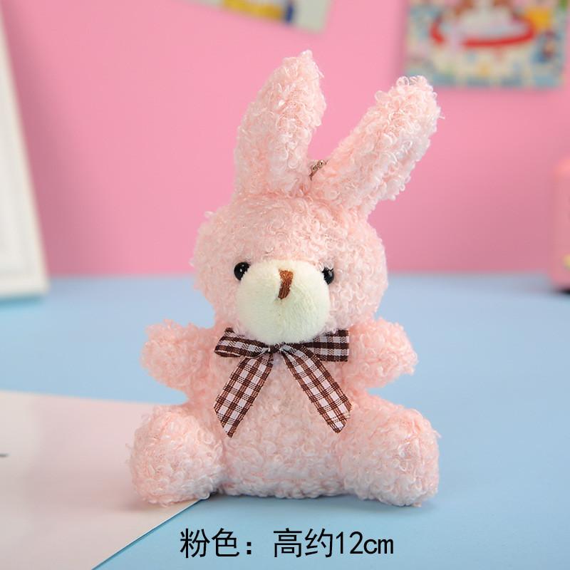 Adorable Plush Bunny Keychain Teddy Bear Style Soft And Fluffy Backpack Accessories