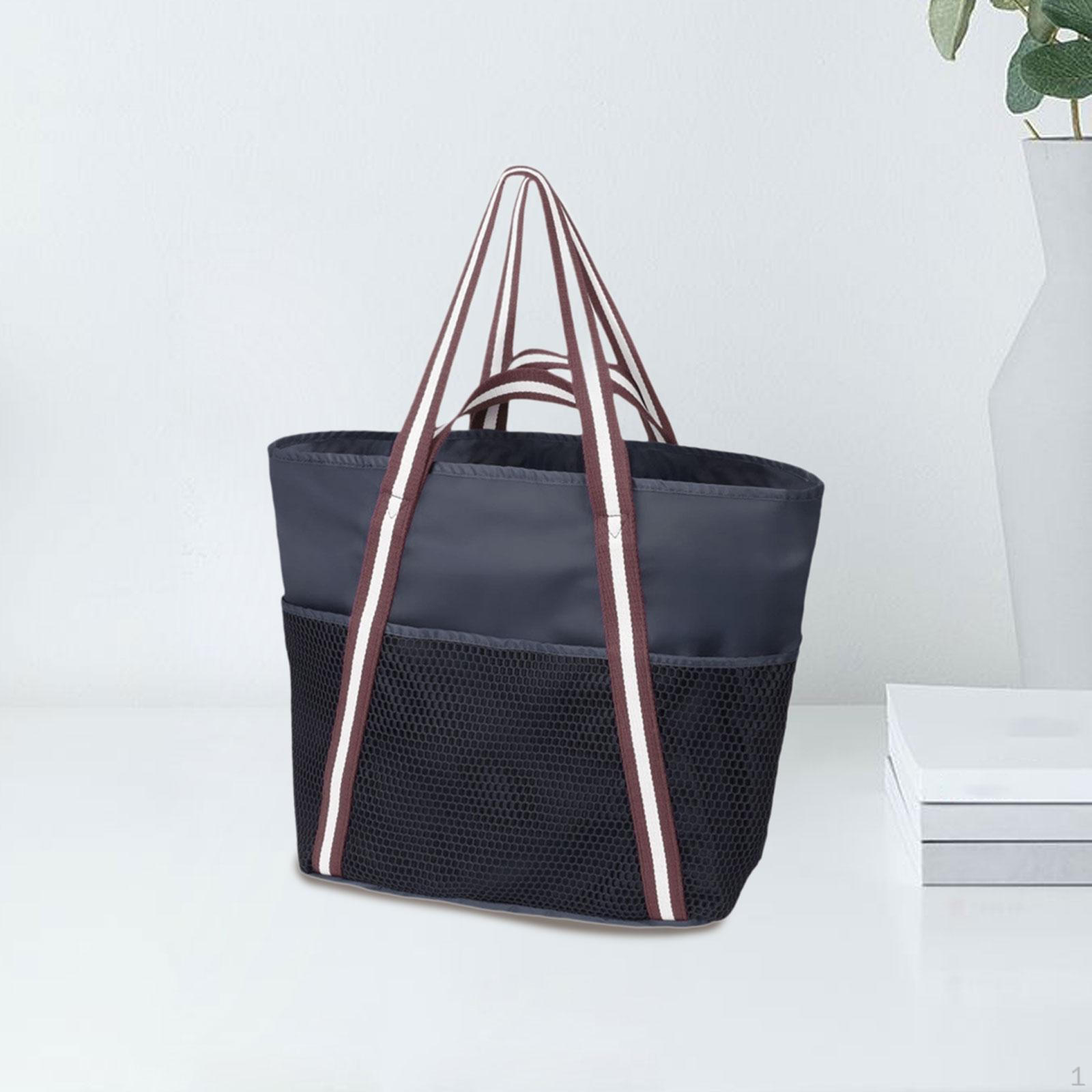 

Beach Tote Bag Casual Grocery for Travel Outdoor Sports Picnic Work Shopping чорний