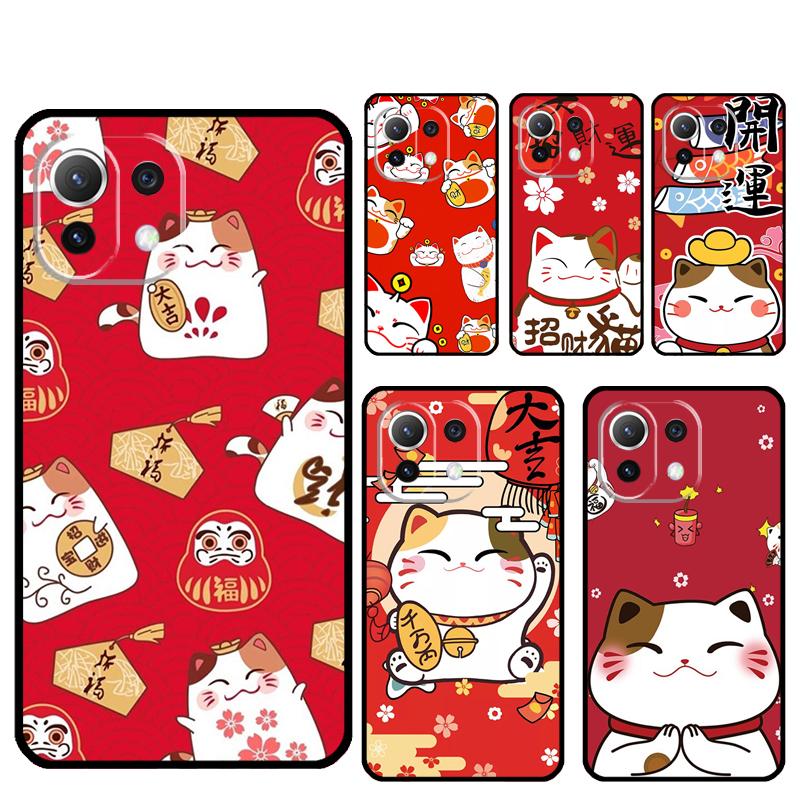 cute lucky cat Cover For Xiaomi 14T Pro 11T 12T 13T 13 14 15 Ultra POCO X6 X7 Pro X3 X5 F5 F6 M6 Pro Case