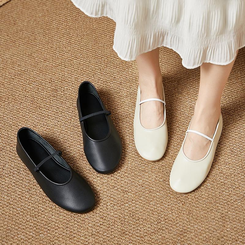 

Platinum Cowhide French Style Women s Summer Leather Flats 38 слонова кістка
