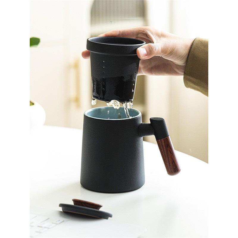 Large-Capacity Ceramic Tea Cup with Lid: Perfect Teacher Gift or Office Mug for Tea and Water Separation