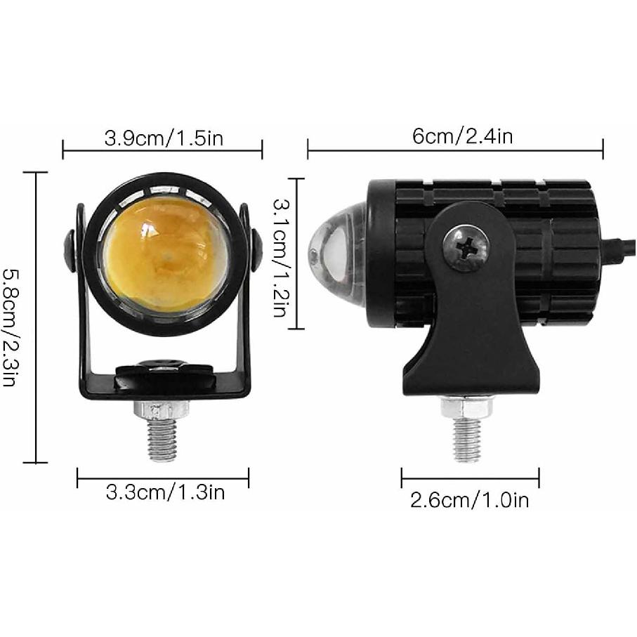 2Pcs Motorcycle LED Spotlight Yellow White High Low Beam Spot Lamp 8 to 80V