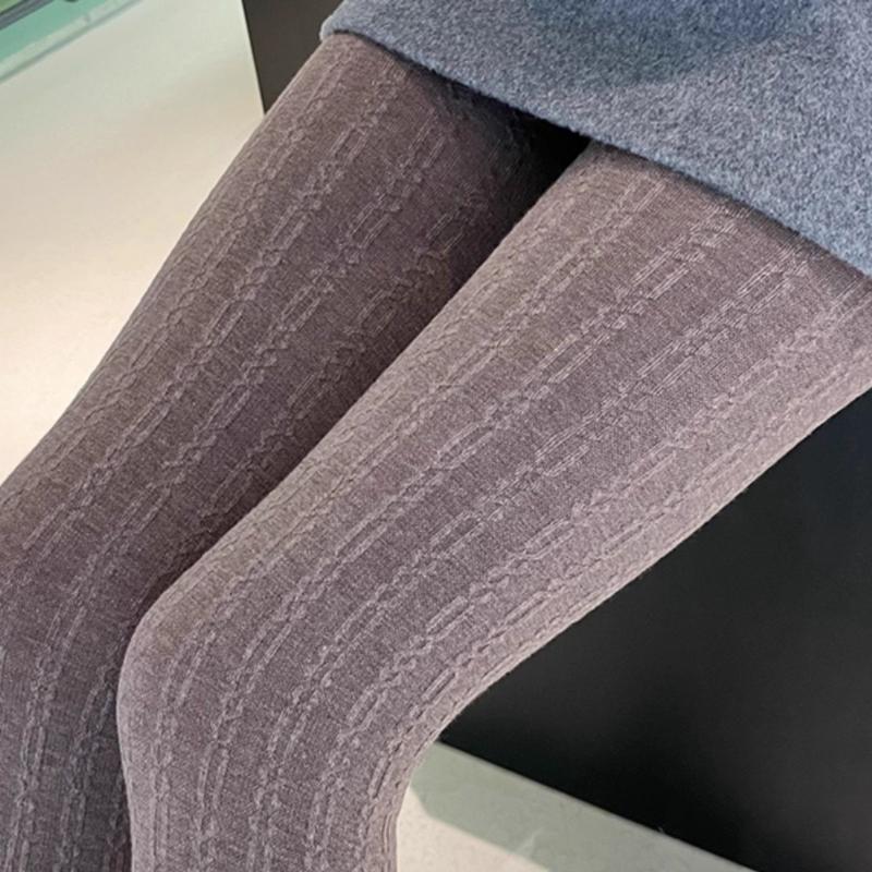 Thermal Vertical Ribbed Knit Tights Vintage Women Slimming Stockings Korean Fashion Underwear For Autumn Winter Cotton Pantyhose