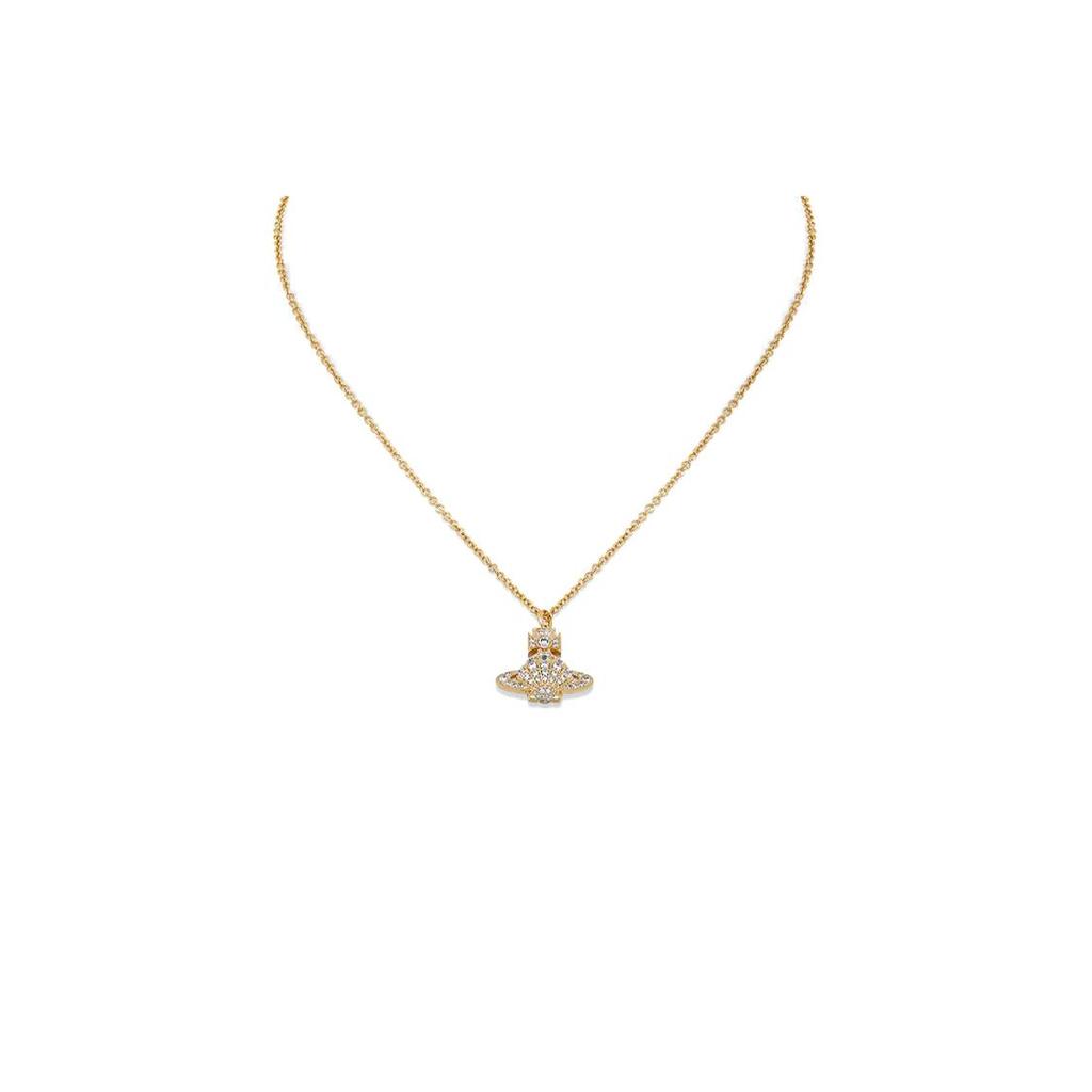 VIVIENNE WESTWOOD Natalina Saturn Crystal Shell Design Necklace Unisex Necklace Gold 630203D302R102