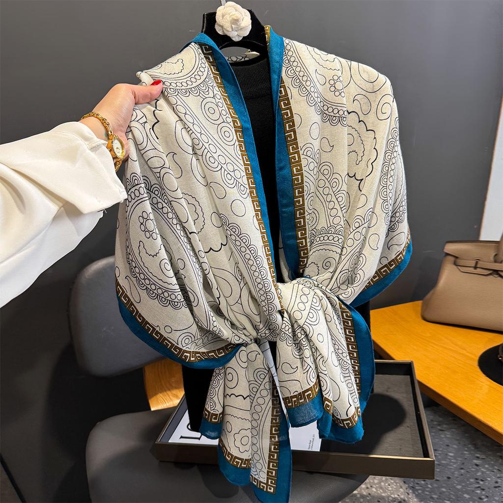 88*182cm Cotton Linen Feeling Women Large Long Scarf Shawl Sunscreen Shawls Wraps Lightweight Pattern, Scarves and Wraps for all seasons