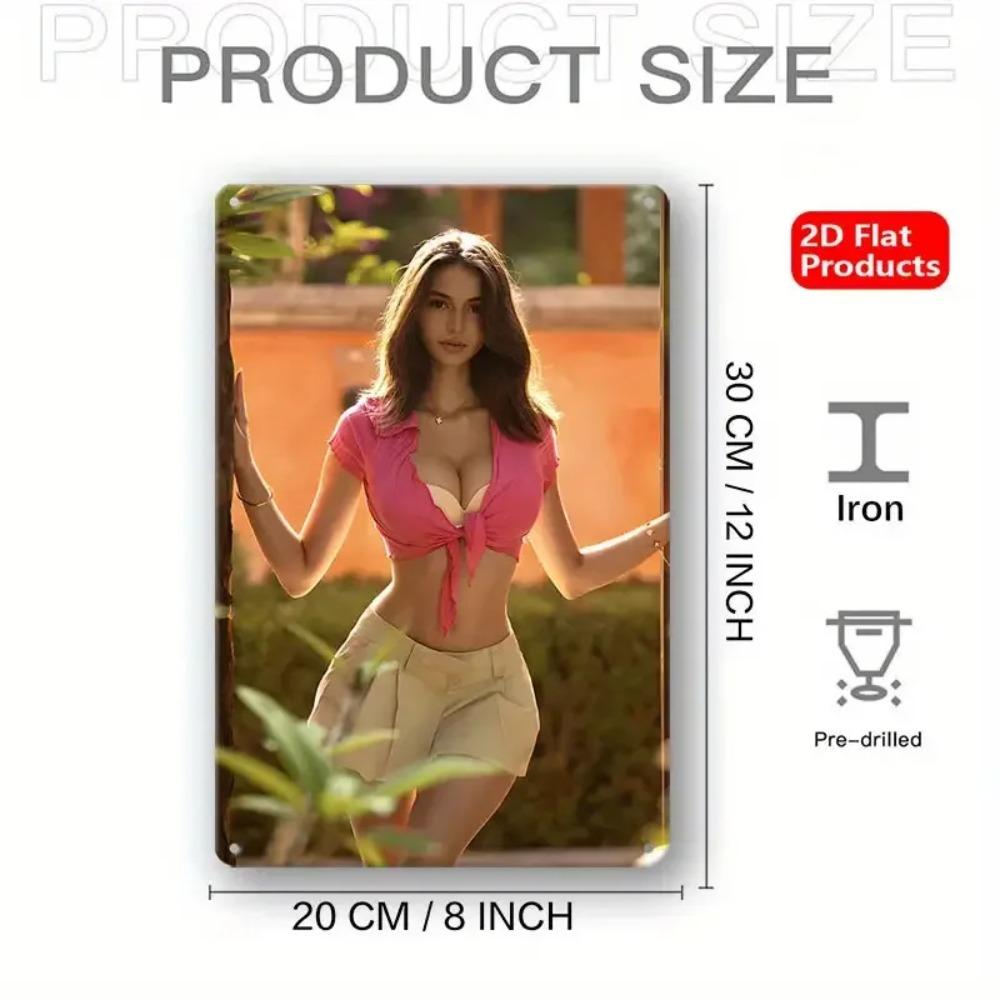 Metalowa Sztuka Ścienna Vintage Retro Znak Kobiety Żelazny Wystrój z Nawierconymi Otworami Zasilany Bateryjnie Wystrój Ścienny do Domu
