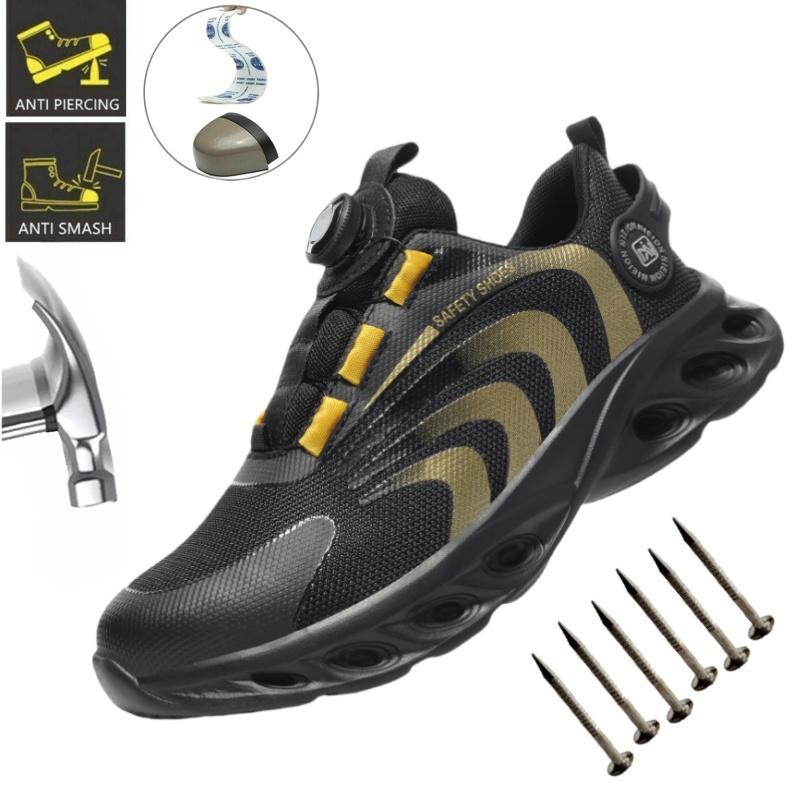 Rotary Buckle Work Sneakers Protective Shoes Lightweight Safety Shoes Puncture-Proof Anti-smash Steel Toe Working Shoes