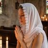 Solid Color Bridal Headscarf Lace Trim Cathedral Veil Hot Weather Wedding Hijab  Catholic Communion