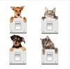 1 Piece with 4 Patterns Funny Cute Cat Dog Switch Stickers Wall Stickers Home Decoration Bedroom Par