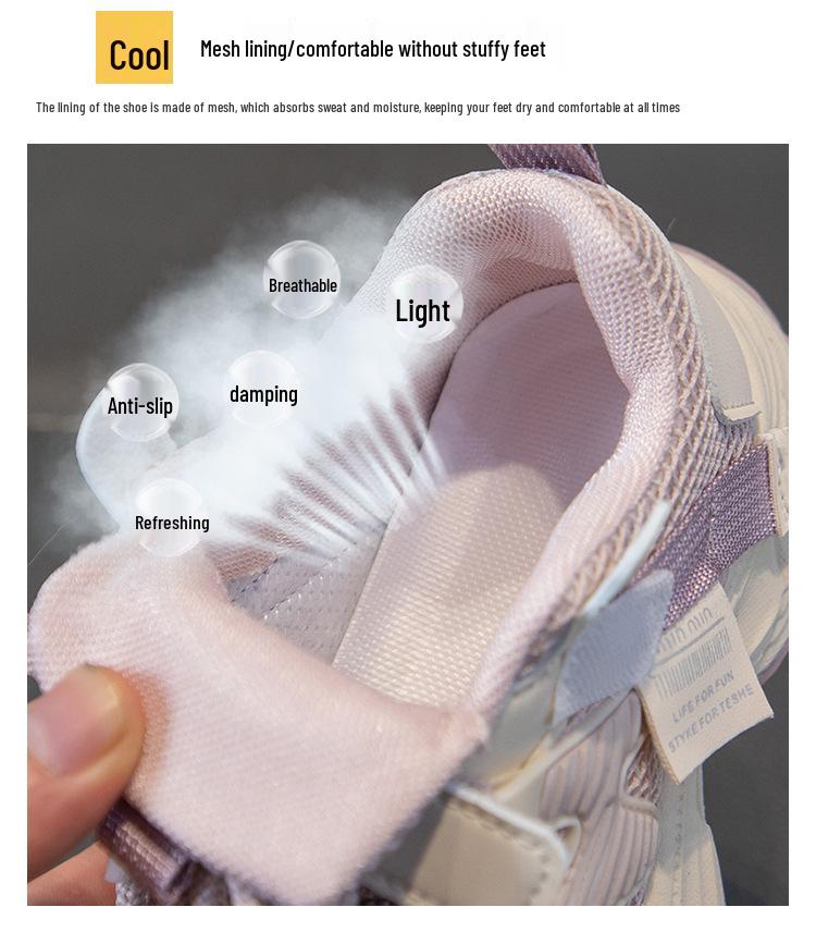 New Unisex Mesh Breathable Sports Shoes - Soft Sole Casual Dad Shoes for Older Kids, Spring & Autumn Arrivals, Princess Style