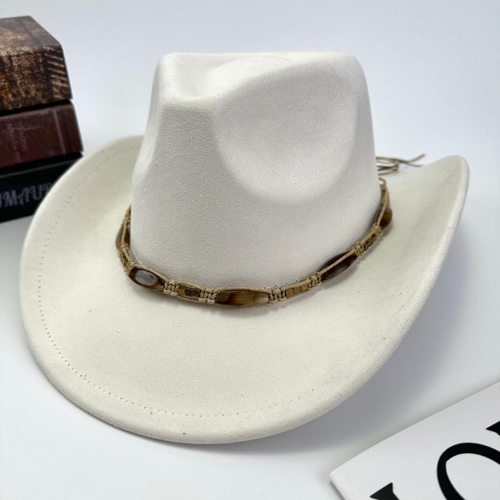 Western Cowboy Hat Women Woolen British Suede Accessories Peach Heart Top Hat Felt Hat