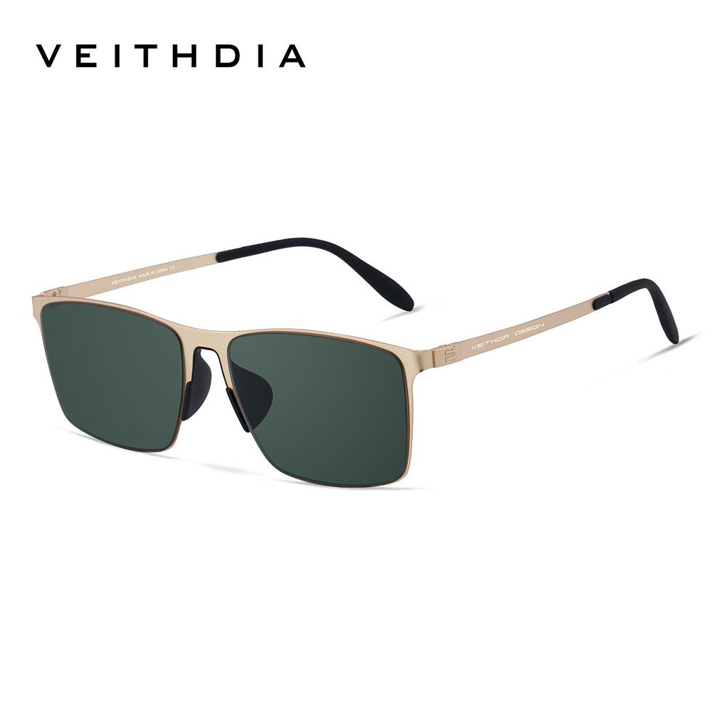 

VEITHDIA Brand Fashion Sunglasses Stainless Steel High-definition Nylon Lens Polarized UV400 Eyeglasses For Men Women, 8212 Without Package зелёный