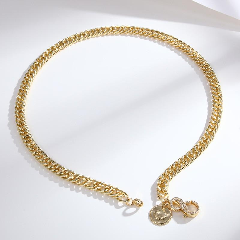 

Кенджи Золотое покрытие Кубинская цепочка Многослойное ожерелье - Европейский и американский стиль Массивная цепь