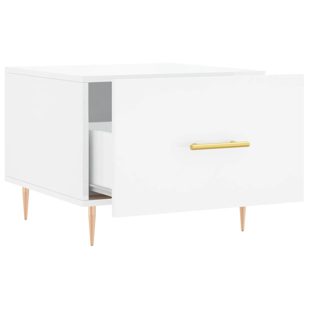 Coffee Tables 2 pcs High Gloss White 50x50x40 cm Particleboard