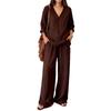 Women's Casual Collar Pullover Long-sleeved Extended Pants Washed Cotton Multicolour Women